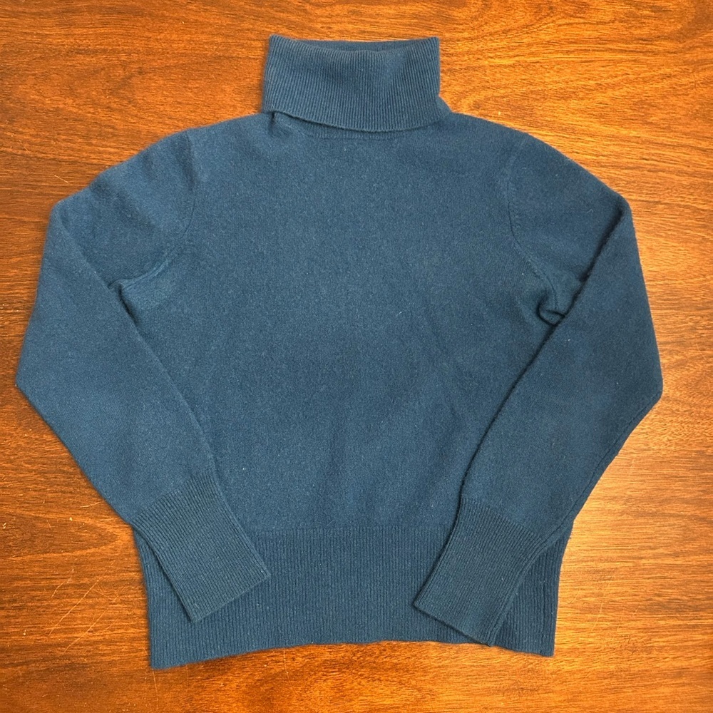 Neiman Marcus Deep Blue Turtleneck Sweater